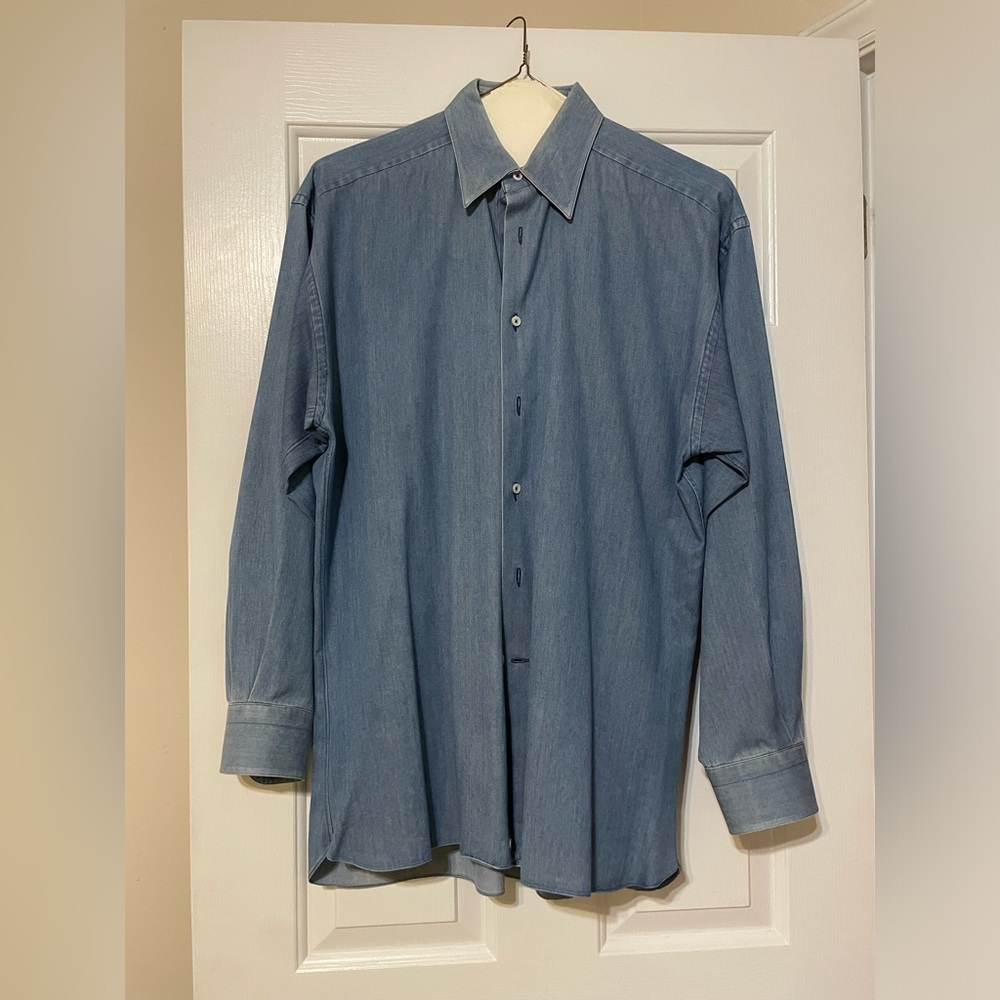 Lorenzini men’s denim button down dress shirt!